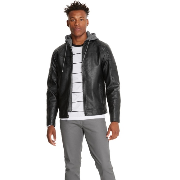 NEW Danny Hooded Faux-Leather Moto GUESS Jacket S - Picture 4 of 4